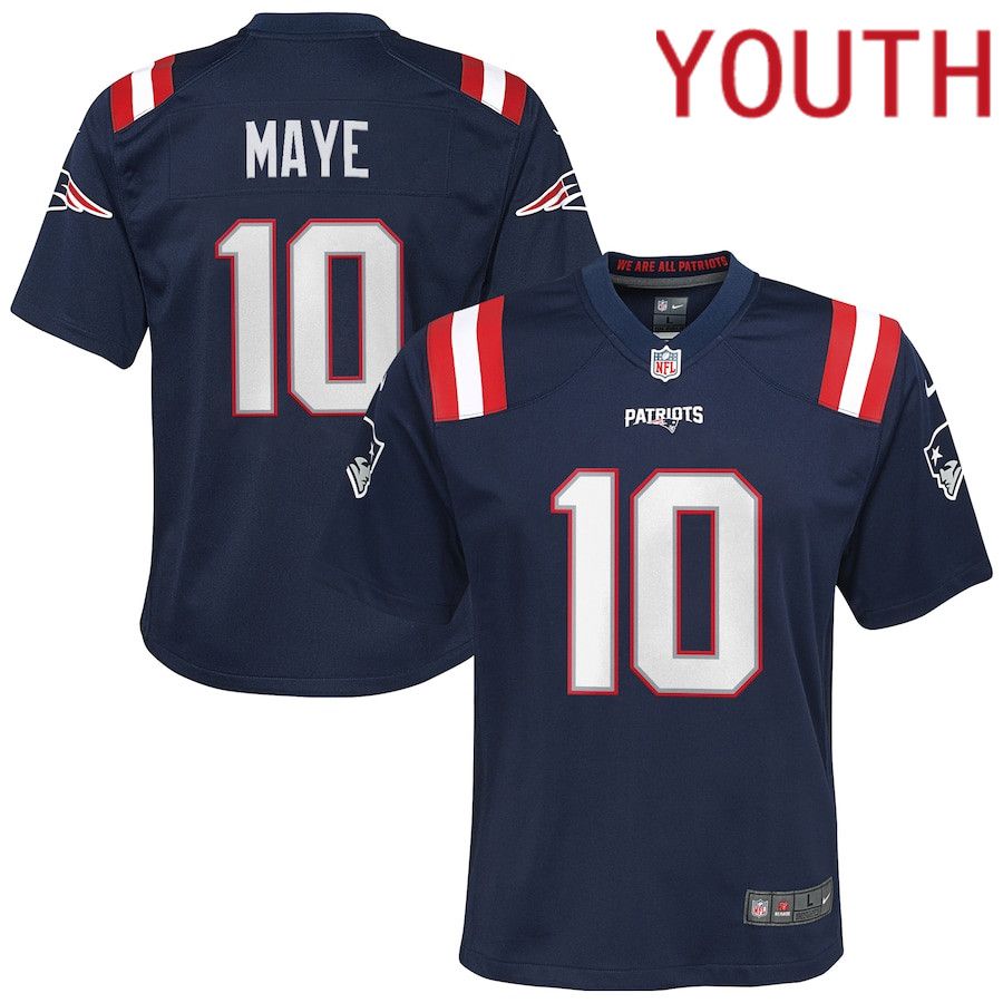 Youth New England Patriots #10 Drake Maye Nike Navy 2024 NFL Draft First Round Pick Player Game Jersey->women nfl jersey->Women Jersey